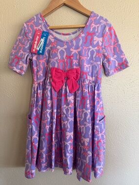 Rosy Ribbons Short Sleeve Knit Twirl Dress Size 6